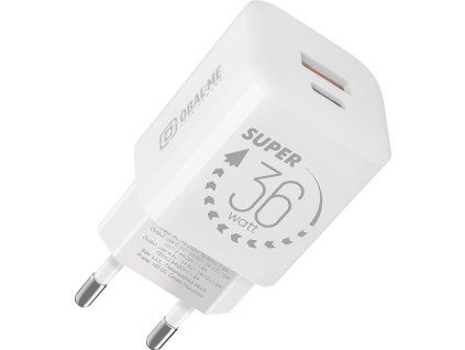 GaN Cestovná Nabíjačka USB-A / USB-C 36W, OBAL:ME, Biela
