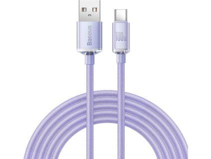 Crystal Shine Series Dátový Kábel USB / USB-C 100W 2m, Baseus, Fialový