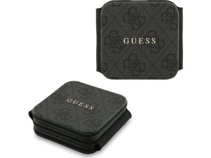 Guess PU 4G MagSafe Bezdrôtová Nabíjačka 3v1 Black