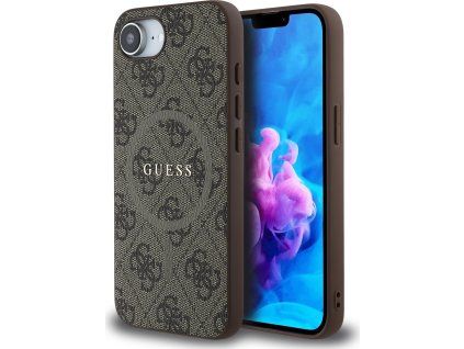 Guess PU Leather 4G Colored Ring MagSafe Zadný Kryt pre iPhone 16e/17e Brown