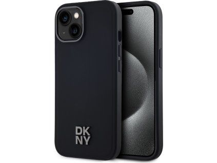 DKNY PU Leather Stack Logo Magsafe Zadný Kryt pre iPhone 15 Black