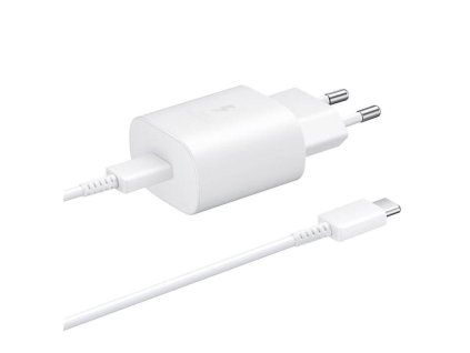 EP-TA800EWE + EP-DA705BWE Samsung 25W Cestovná nabíjačka + USB-C/USB-C Dátový Kábel White