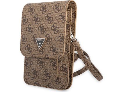 Guess PU 4G Triangle Logo Taška na Telefón Brown