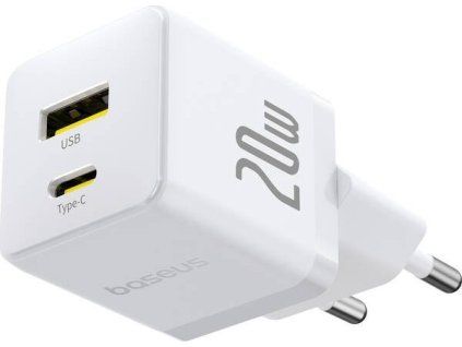 Rýchlonabíjačka Palm 20W 1xUSB-A 1xUSB-C PD QC 3.0, Baseus, Biela
