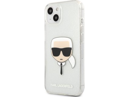 Karl Lagerfeld Full Glitter Karl Head Kryt pre iPhone 13 mini, Strieborný