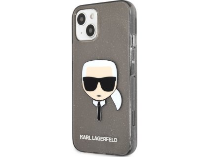 Karl Lagerfeld Full Glitter Karl Head Kryt pre iPhone 13 mini, Čierny