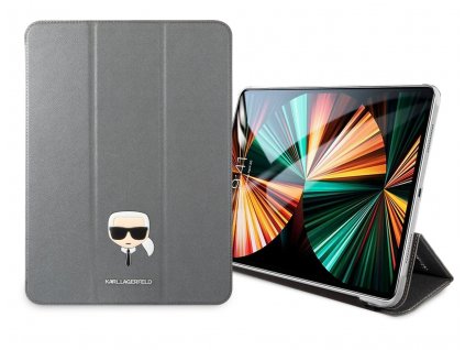 Karl Lagerfeld Head Saffiano Puzdro pre iPad Pro 12.9" (2021), Strieborné