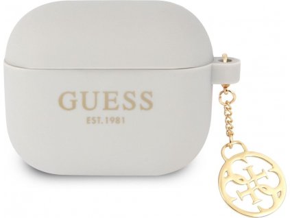 Guess 4G Charms Silikónové Puzdro pre Airpods 3, Sivé