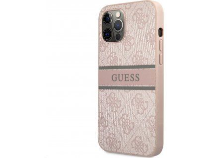 4G Printed Stripe kryt pre Apple iPhone 12/ 12 Pro, Guess, Ružový
