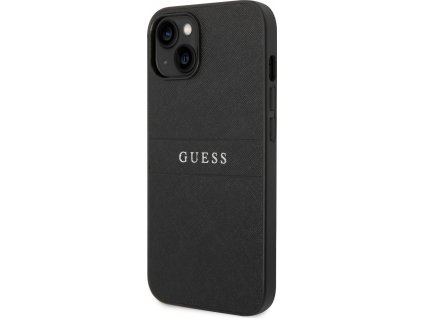 Guess Leather Saffiano Kryt pre iPhone 14 Plus, Čierny