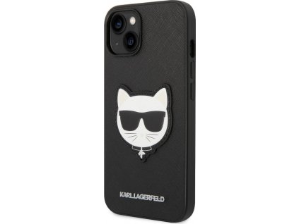 Karl Lagerfeld Saffiano Choupette Head Kryt pre iPhone 14 Plus, Čierny