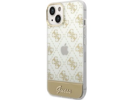 Guess Peony Glitter Script Logo Kryt pre iPhone 14 Plus, Zlatý