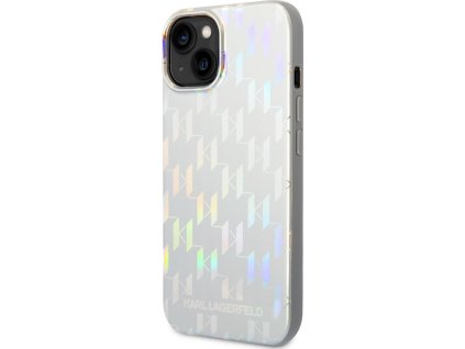 Karl Lagerfeld Iridescent Monogram Kryt pre iPhone 14 Plus, Strieborný