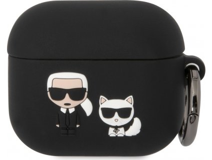 Karl Lagerfeld Silikonové Puzdro pre Airpods 3, Čierne