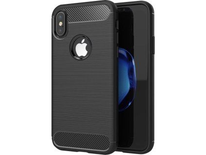 Carbon kryt pre Apple iPhone X/ Xs, Forcell, Čierny