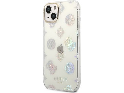Guess Peony Glitter Kryt pre iPhone 14 Plus, Biely