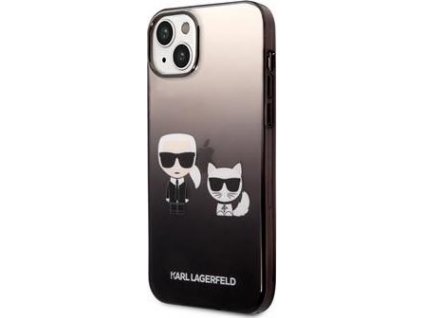 Karl Lagerfeld Gradient Karl and Choupette Kryt pre iPhone 14 Plus, Čierny