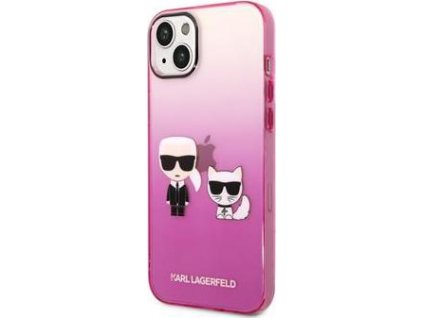 Karl Lagerfeld Gradient Karl and Choupette Kryt pre iPhone 14 Plus, Ružový
