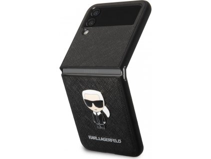 Karl Lagerfeld Saffiano Ikonik Kryt pre Samsung Galaxy Z Flip4, Čierny