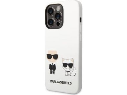 Karl Lagerfeld & Choupette Liquid Silikónový Kryt pre iPhone 14 Pro Max, Biely