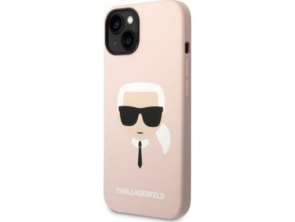 Karl Lagerfeld Liquid Silicone Karl Head Kryt pre iPhone 14 Plus, Ružový