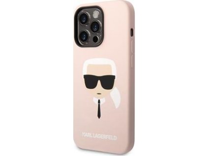 Karl Lagerfeld Liquid Karl Head Silikónový Kryt pre iPhone 14 Pro Max, Ružový