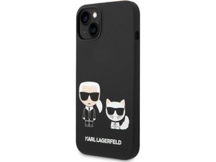 Karl Lagerfeld and Choupette Liquid Silikónový Kryt pre iPhone 14 Plus, Čierny