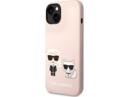 Karl Lagerfeld and Choupette Liquid Silikónový Kryt pre iPhone 14 Plus, Ružový