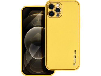 Kožený kryt pre Apple iPhone 12 Pro, Forcell, Žltý