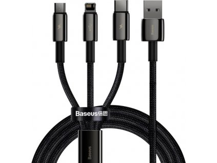 Baseus Nabíjací Kábel 3v1 USB-C, Lightning, MicroUSB 1.5m CAMLTWJ-01, Čierny