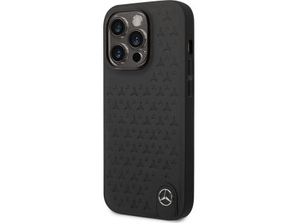 Mercedes Kožený Kryt pre iPhone 14 Pro, Čierny