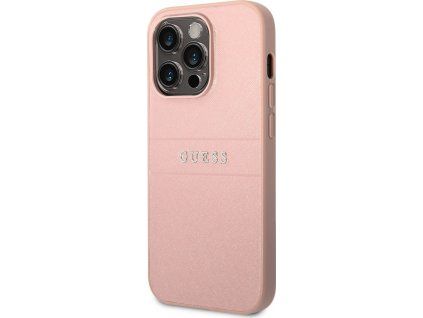 Saffiano Kožený kryt pre Apple iPhone 14 Pro, Guess, Ružový