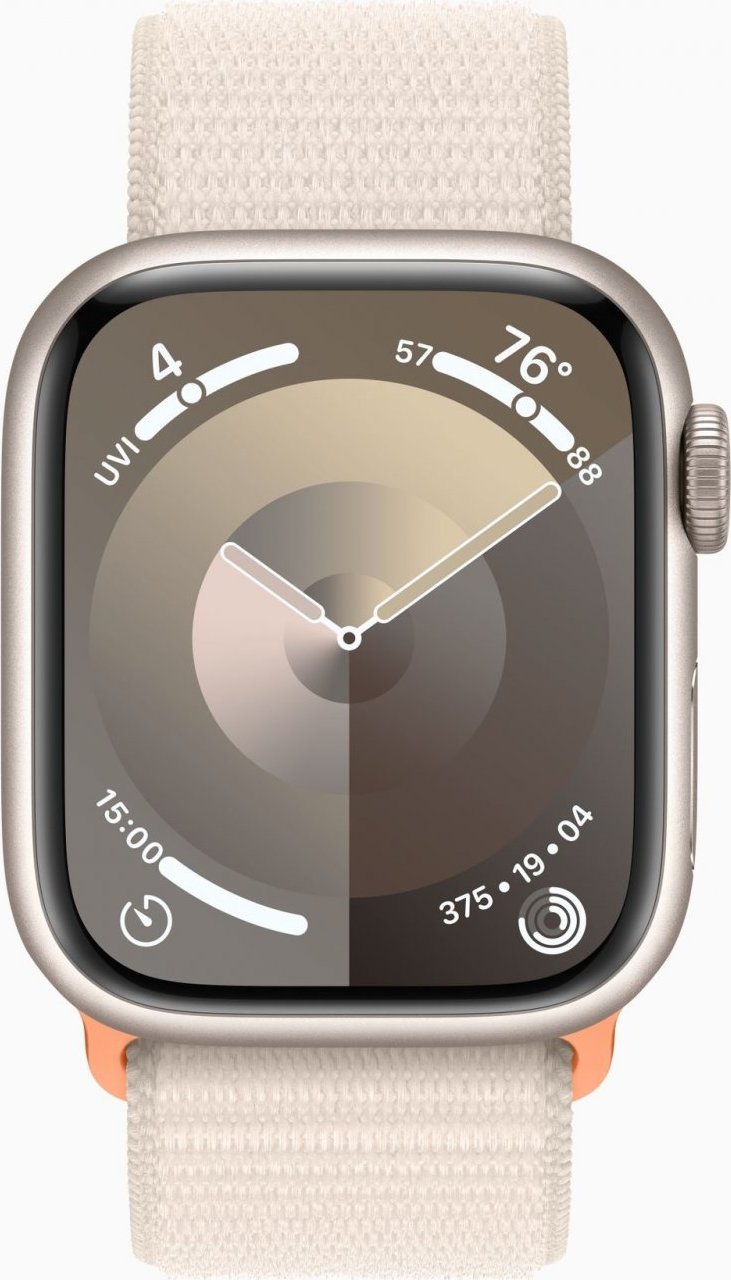 Apple Watch Series 9 GPS 45mm Starlight Aluminium Case with Starlight Sport Loop MR983QC/A