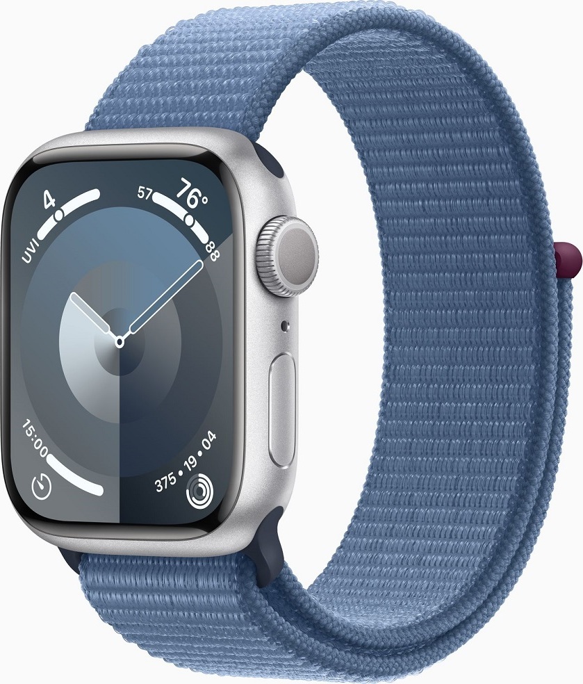 Apple Watch Series 9 GPS 41mm Silver Aluminium Case with Winter Blue Sport Loop MR923QC/A