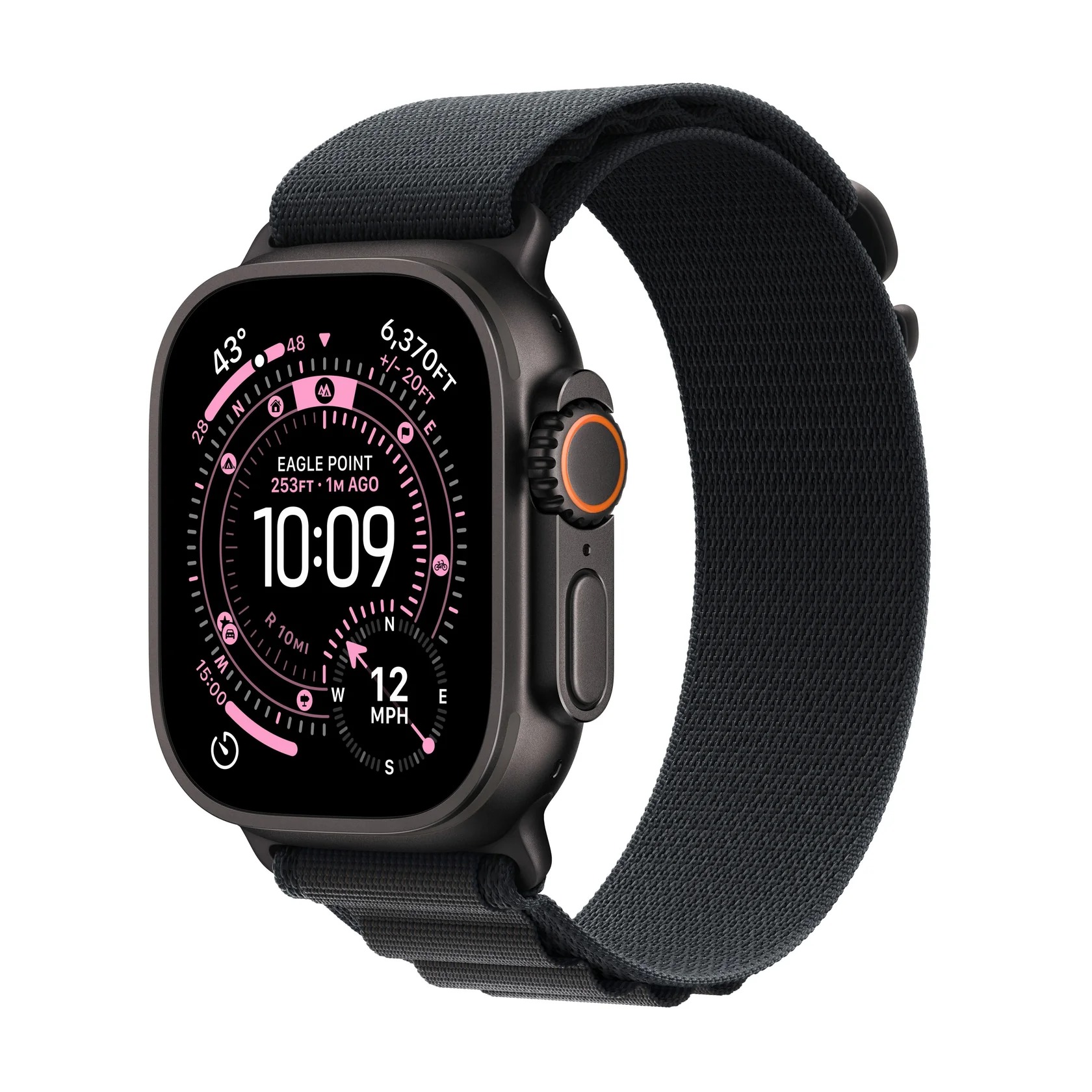 Apple Watch Ultra 3 GPS + Cellular 49mm Black Titanium Case with Black Alpine Loop - Medium, MF0V4QC/A