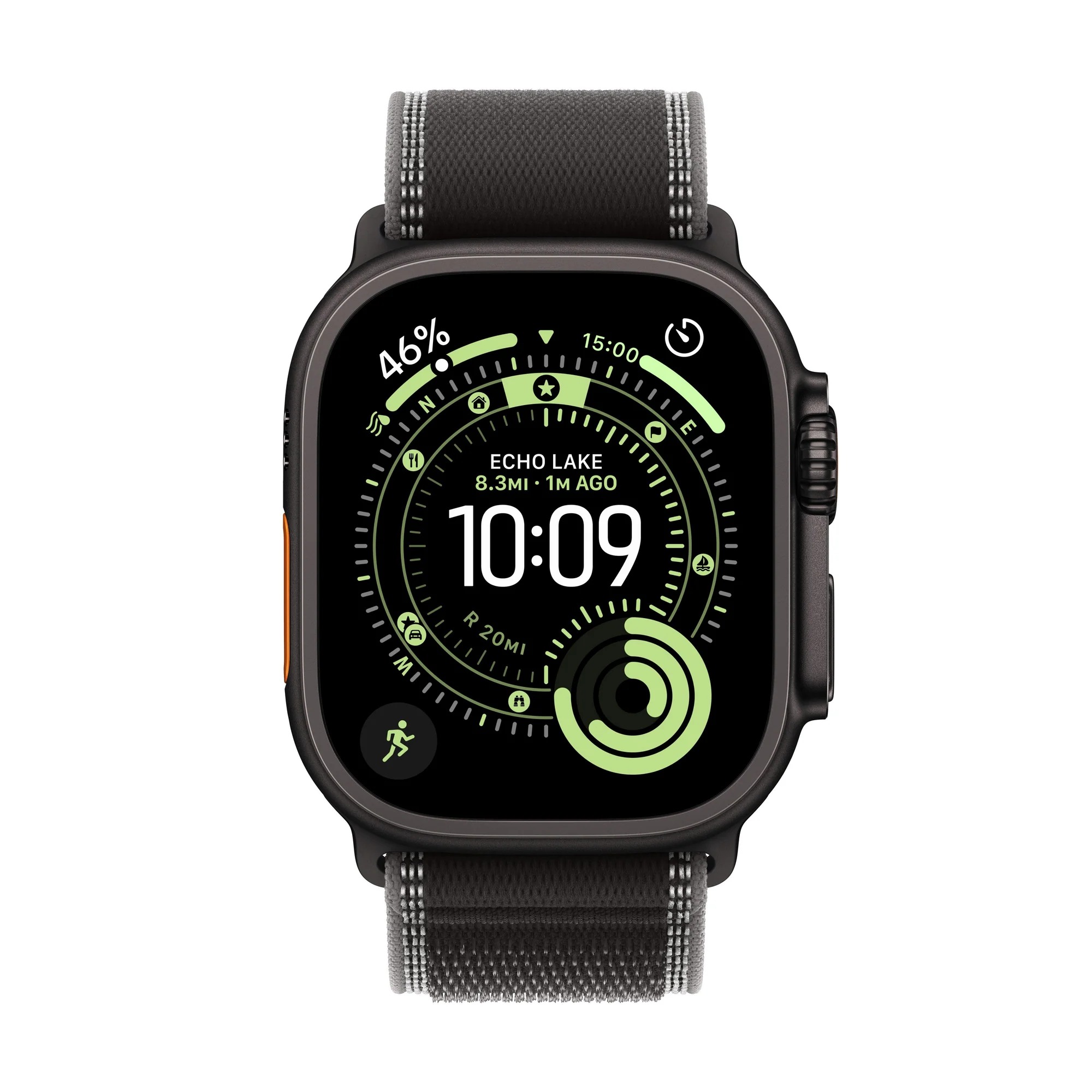 Apple Watch Ultra 3 GPS + Cellular 49mm Black Titanium Case with Black/Charcoal Trail Loop - S/M, MF1D4QC/A
