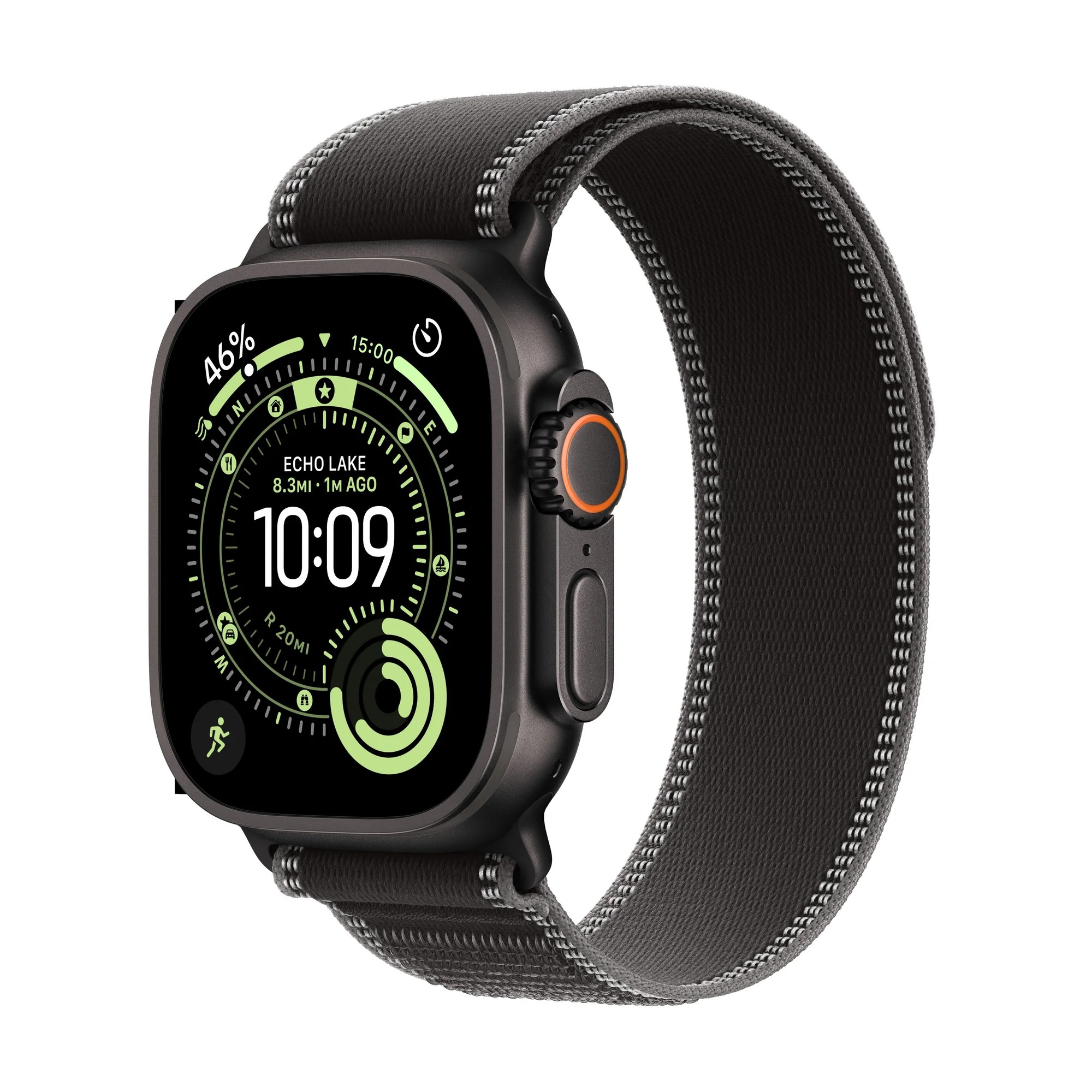 Apple Watch Ultra 3 GPS + Cellular 49mm Black Titanium Case with Black/Charcoal Trail Loop - S/M, MF1D4QC/A