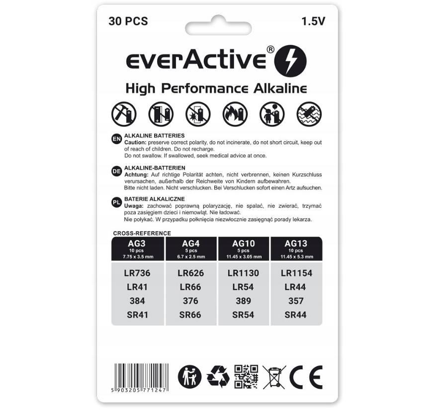 Alkalická batéria mini everActive Sada 30ks