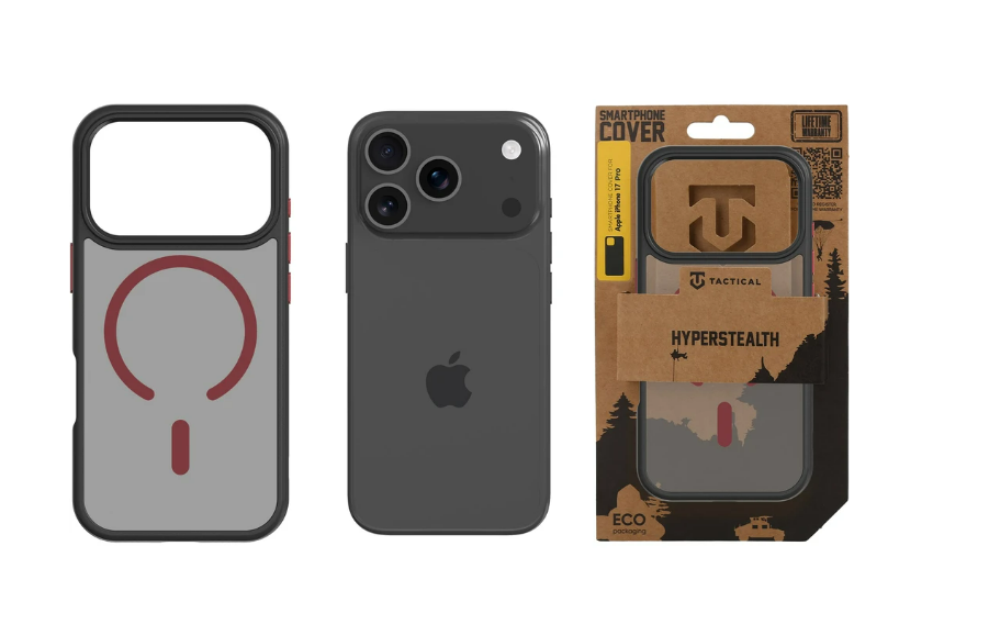 MagForce Hyperstealth kryt pre Apple iPhone 17 Pro, Čierno červený, Tactical
