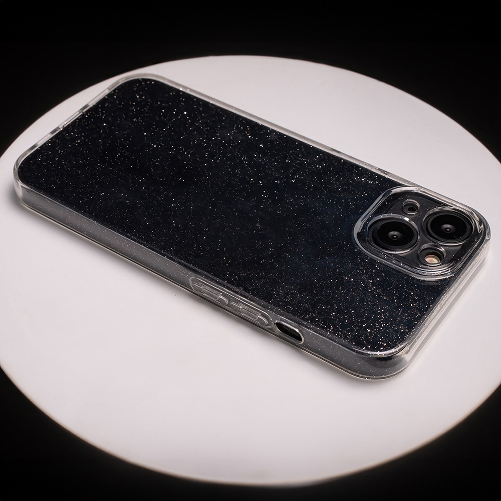 Silikónový kryt pre Apple iPhone 16e / 17e, Transparentný-Trblietavý, TFO