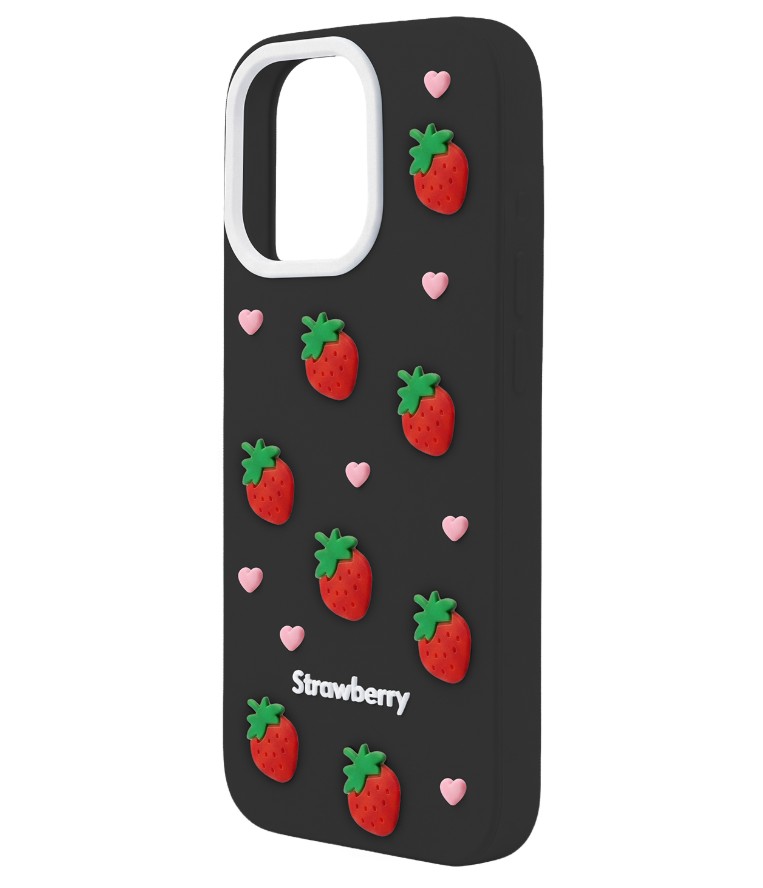 OEM Silikónový Kryt pre iPhone 17 Pro, Jahodový Farba: Čierna