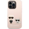 Karl Lagerfeld Karl and Choupette Liquid Silikónový Kryt s MagSafe pre iPhone 14 Pro Max, Ružový