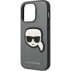 Karl Lagerfeld Saffiano with Karl Head Patch Kryt pre iPhone 14 Pro Max, Sivý
