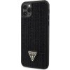 Guess Rhinestones Triangle Metal Logo Kryt pre iPhone 11 Pro Max, Čierny