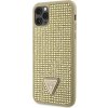 Guess Rhinestones Triangle Metal Logo Kryt pre iPhone 11 Pro Max, Zlatý