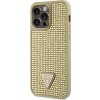 Guess Rhinestones Triangle Metal Logo Kryt pre iPhone 15 Pro Max, Zlatý