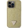 Rhinestones Triangle Metal Logo kryt pre Apple iPhone 15 Pro Max, Guess, Zlatý