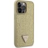 Guess Rhinestones Triangle Metal Logo Kryt pre iPhone 15 Pro Max, Zlatý
