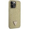 Rhinestones Triangle Metal Logo kryt pre Apple iPhone 15 Pro Max, Guess, Zlatý