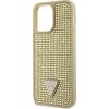 Guess Rhinestones Triangle Metal Logo Kryt pre iPhone 15 Pro Max, Zlatý